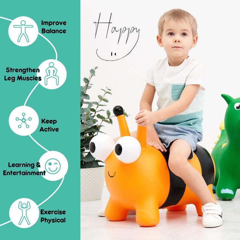 ZOOJOY Bee Bouncy Animals Hopper  Inflatable Bouncing Hopper  Outdoor Indoor Jumping Bounce Hopping Toys for Toddlers  for 18 Months 2 3 4 Year Old Kid Toddler - Image 4